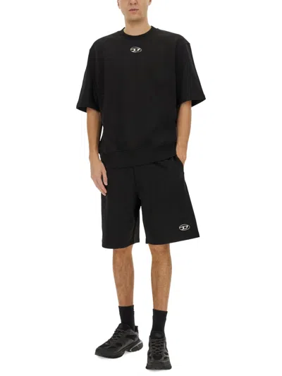 Diesel Oval D Logo-plaque Cotton T-shirt In Black