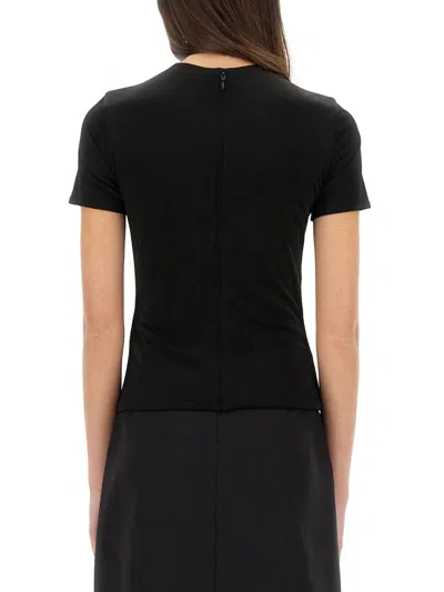 Versace Safety Pin Gathered Short-sleeved Top In Black