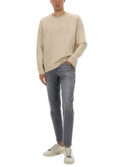Hugo Boss Boss "salbo" Sweatshirt In Neutral