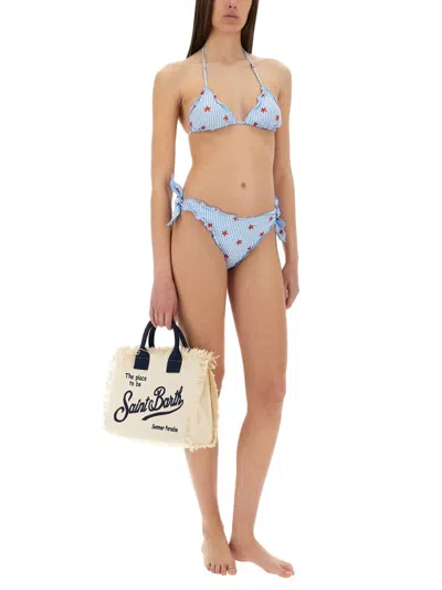 Mc2 Saint Barth Starfish Striped Bikini In Blue