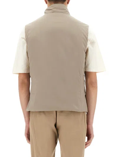 Moorer High Collar Sleeveless Side Pockets T-shirt In Gray