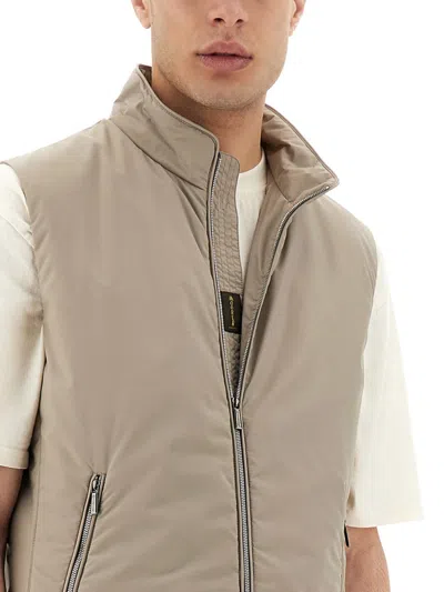 Moorer High Collar Sleeveless Side Pockets T-shirt In Gray