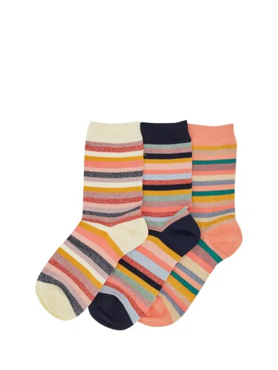 Paul Smith Three-pack Of Cotton Socks With Lurex Thread In Multi