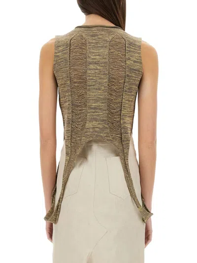 Rick Owens Gold Wool Blend Tops In Multi