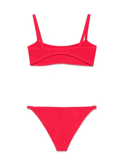 Hunza G "tyler" Ribbed Bikini Set With Adjustable Straps In Red