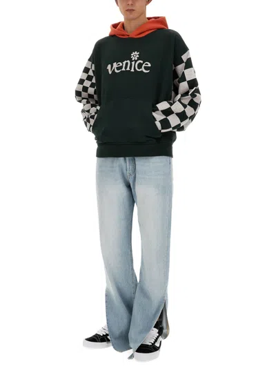 Erl Venice Checker Sleeve Hoodie In Multi