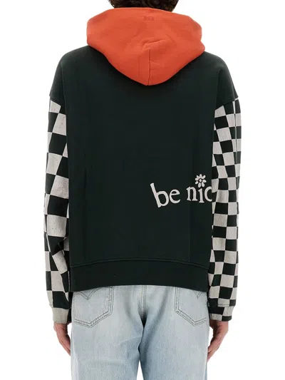 Erl Venice Checker Sleeve Hoodie In Multi
