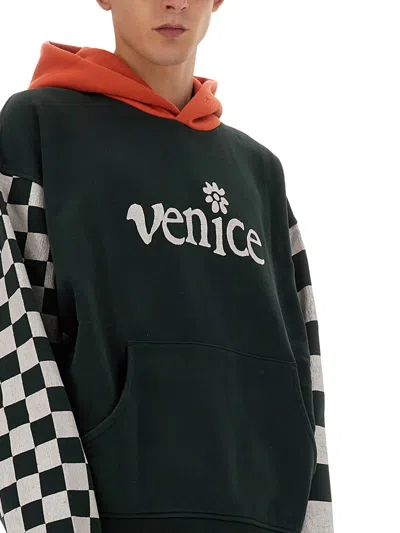Erl Venice Checker Sleeve Hoodie In Multi