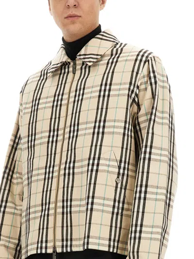 Burberry Check Cotton Harrington Jacket In Neutral