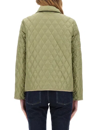 Fay Quilted Jacket With Collared Neck And Pockets In Green