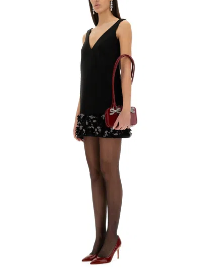 Self-portrait Sequined Crepe Mini Dress In Black