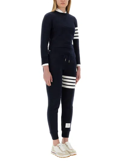 Thom Browne 4-bar Crewneck Sweatshirt In Blue