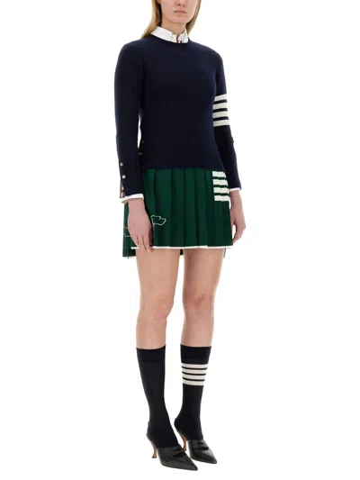 Thom Browne Hector Icon Pleated Mini Skirt In Green