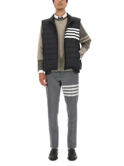 Thom Browne Zippered Field Vest Tricolor Detail In Black