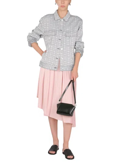 Givenchy Logo Motif Denim Jacket In Gray