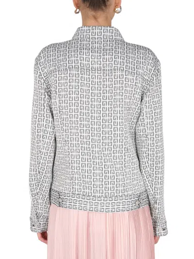 Givenchy Logo Motif Denim Jacket In Gray