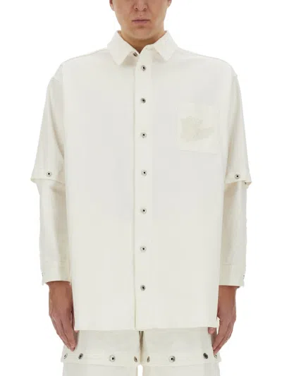 Off-white Off White Embroidered Overshirt In Multi