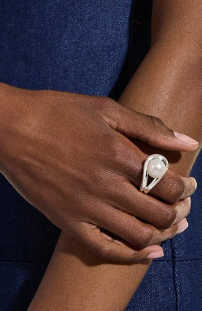 John Hardy Surf Silver Ring With Freshwater Pearl In Sterling Silver