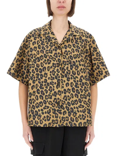 Aspesi Shirt Leopard Print Chest Pocket In Brown