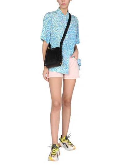 Stella Mccartney Animalier Print Silk Shirt In Blue
