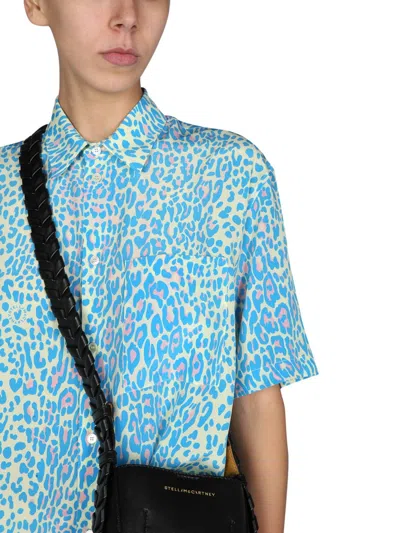 Stella Mccartney Animalier Print Silk Shirt In Blue