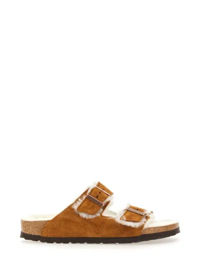 Birkenstock Arizona Shearling Sandal In Brown