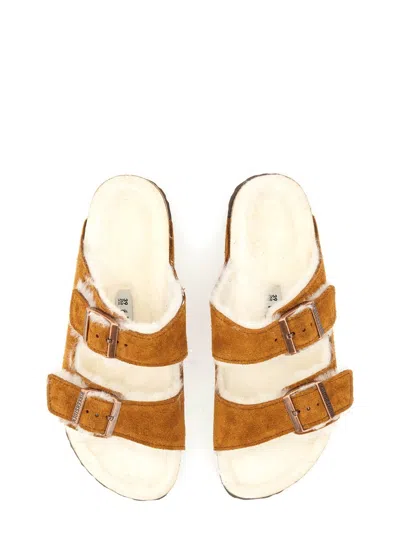 Birkenstock Arizona Shearling Sandal In Brown