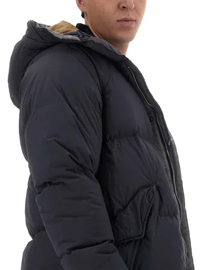 Ten C Quilted Hoodie Front Pockets In Blue
