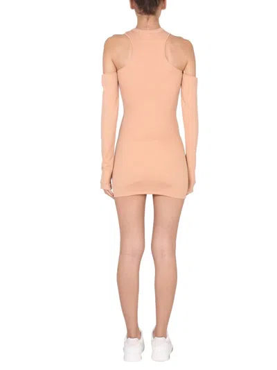 Off-white Asymmetric Mini Dress In Pink
