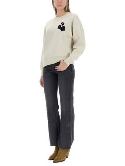 Isabel Marant Étoile Womens Light Grey Marisans Intarsia Cotton-blend Knitted Jumper