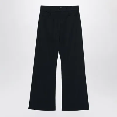 Acne Studios Navy Blue Pinstripe Trousers In Black