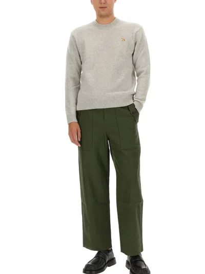 Maison Kitsuné Fox-patch Wool Jumper In Gray