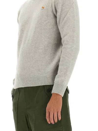 Maison Kitsuné Fox-patch Wool Jumper In Gray