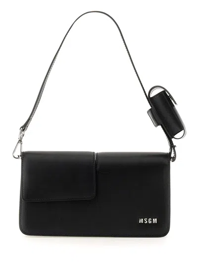 Msgm Baguette Bag With Double Flap And Logo