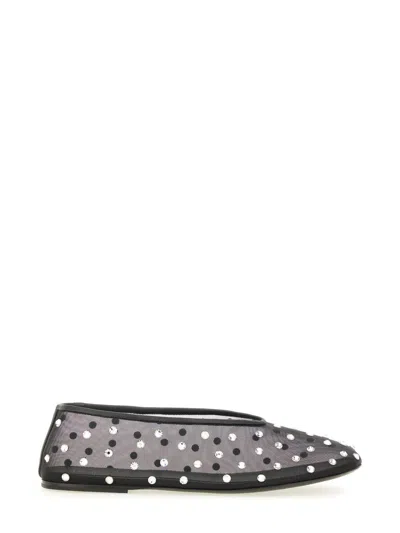 Khaite Black Leather Polka Dot Flat Shoes In Multi
