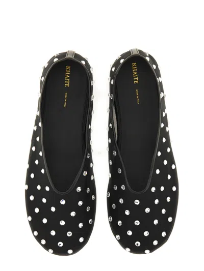 Khaite Black Leather Polka Dot Flat Shoes In Multi