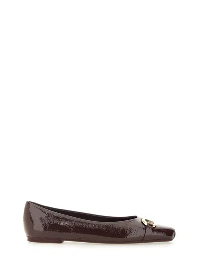 Ferragamo Ornament Hooks Ballet Flats In Brown
