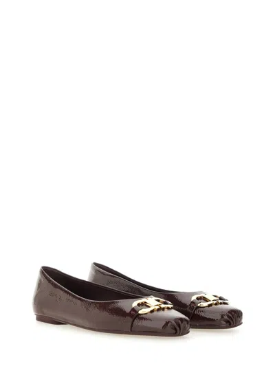 Ferragamo Ornament Hooks Ballet Flats In Brown