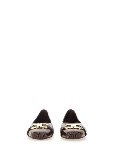 Ferragamo Ornament Hooks Ballet Flats In Brown