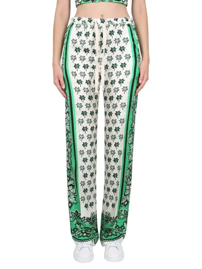 Red Valentino Bandanda Print Pants In Green