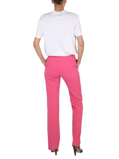 Moschino High-waisted Straight Leg Trousers With Belt Loops In Pink