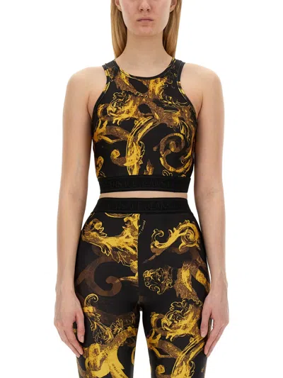Versace Jeans Couture Baroque Print Top In Black
