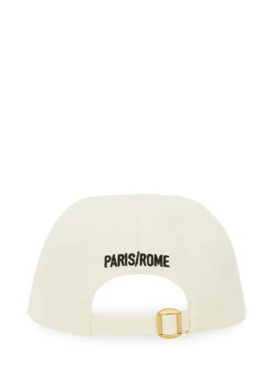 Valentino Ivory Cotton Baseball Cap With Adjustable Embroidered Logo
