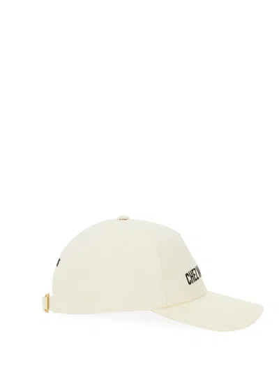 Valentino Ivory Cotton Baseball Cap With Adjustable Embroidered Logo