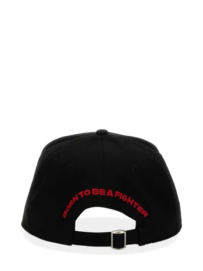 Dsquared2 Black Baseball Cap With Maxi Print On The Front And Logo Lettering On The Rear In Black