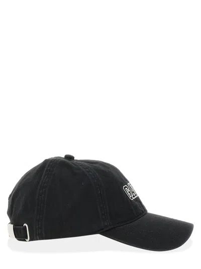 Ganni Womens Black Brand-embroidered Cotton-canvas Cap
