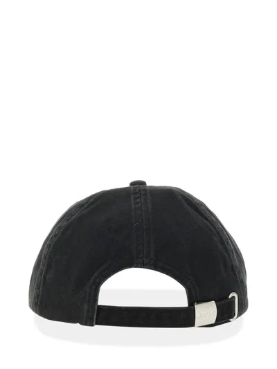 Ganni Womens Black Brand-embroidered Cotton-canvas Cap