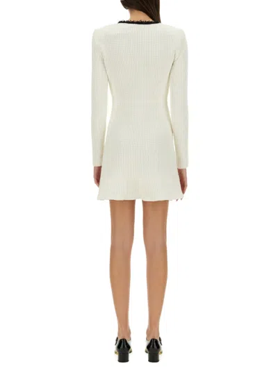 Self-portrait Beaded Knit Mini Dress In White
