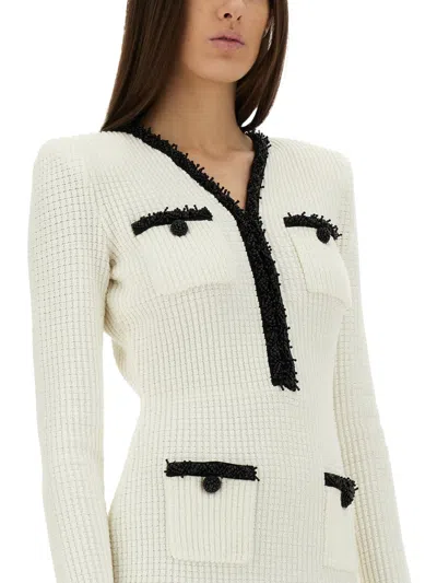 Self-portrait Beaded Knit Mini Dress In White
