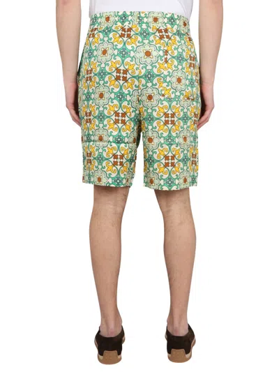 Drôle De Monsieur Multicolor Shorts Faïence With Graphic Print All-over In Green